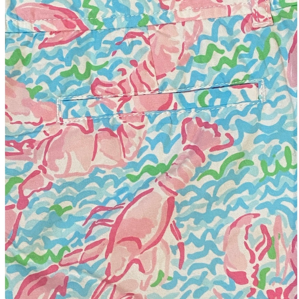 Lilly Pulitzer The Callahan Shorts Women's 10 Pink Lobster Blue Wave Mid Rise - Picture 9 of 10